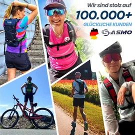 SASMO Sports SASMO® Laufrucksack 6L (Blau) mit Thermofach | Lauf Rucksack - Ultraleicht 300g | Laufrucksack Damen & Herren | Running Backpack inklusive Regenschutz - Blau