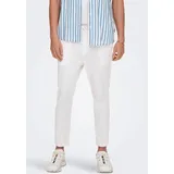 Only & Sons Schlupfhose ONSLINUS CROP 0007 COT LIN PNT NOOS Baumwolle mit Leinen, Gummizug und Kordel weiß S