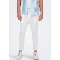 Only & Sons Schlupfhose ONSLINUS CROP 0007 COT LIN PNT NOOS Baumwolle mit Leinen, Gummizug und Kordel weiß S