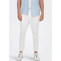 Only & Sons Schlupfhose ONSLINUS CROP 0007 COT LIN PNT NOOS Baumwolle mit Leinen, Gummizug und Kordel weiß S