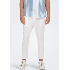 Only & Sons Schlupfhose ONSLINUS CROP 0007 COT LIN PNT NOOS Baumwolle mit Leinen, Gummizug und Kordel weiß S