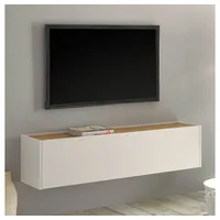 Lomadox - Tv Hängeschrank Wohnbereich Crisp-61 In Weiß Mit Absetzungen In Wotan Eiche Nb., B/h/t: Ca. 150/35/30 Cm