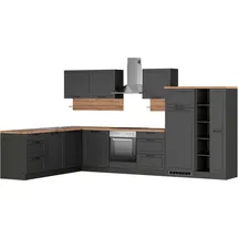 kochstation Winkelküche L-Form 240 cm grau