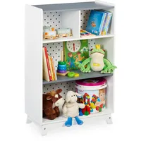 Relaxdays Kinderregal 4 Fächer 90 x 60 x 30 cm MDF weiß/grau