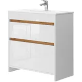 Vicco Badmöbel-Set Detmold Weiß 2 Teile Unterschrank 80 cm