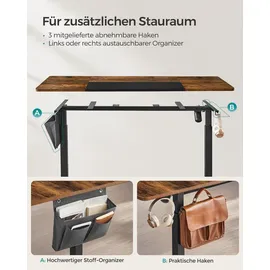 Songmics elektrisch höhenverstellbarer Schreibtisch braun rechteckig, C-Fuß-Gestell schwarz 140,0 x 60,0 cm