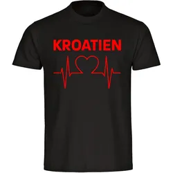 multifanshop Herren T-Shirt - Kroatien - Herzschlag - Druck rot - Männer