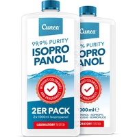 Isopropanol 99,9% Lösungsmittel geeignet als Fettlöser, Reinigungsflüssigkeit - Klebereste Entferner, 2x1000 ml