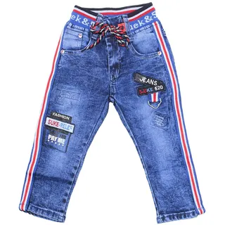 Sotala Boys Jungen Kinderhose Kinderjeans Jeans Hose mit Gummizug Gummibund elastischer Bund gerader Schnitt cool stylisch Stickerei - 98