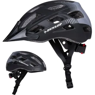 Dunlop Fahrradhelm mit Licht - Fahrradhelm Damen und Herren - Verstellbar von 55 bis 58 cm - Fahrrad Helm Größe M - mit LED-Beleuchtung - 3 Lichtmodi - Schwarz