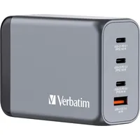 Verbatim GaN Charger 4 Ports USB-C Ladegerät, Power Adapter mit 3 x USB-C und USB-A, , 3x