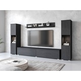 INOSIGN Wohnwand »PARIS«, (Komplett-Set, 4 St.), TV-Wand 260cm breite, grifflose Design, stehend und hängend montierbar, grau