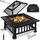 tillvex Feuerschale Mit Funkenschutz & Grillrost Feuerstelle Outdoor Für Den Garten 3 In 1 Bbq Grill Mit Abdeckung, Schürhaken, Zange & Kohlerost - Tillvex