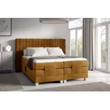 Fun Möbel Boxspringbett Elektrisch Bett VIDAL 140x200cm in Stoff Fresh Senfgelb - Gelb