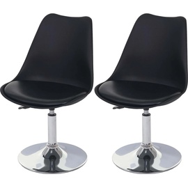 MCW 2er-Set Drehstuhl Vaasa T501, Stuhl Küchenstuhl, höhenverstellbar, Kunstleder ~ schwarz