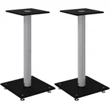 vidaXL Lautsprecherständer 2 Stk. Schwarz & Silbern Hartglas 1 Säule