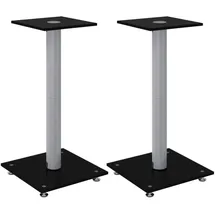 vidaXL Lautsprecherständer 2 Stk. Schwarz & Silbern Hartglas 1 Säule
