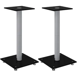 vidaXL Lautsprecherständer 2 Stk. Schwarz & Silbern Hartglas 1 Säule