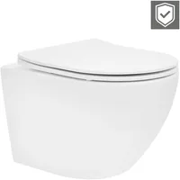 Luxebath Hänge-WC kurz, spülrandlos mit Nano-Versiegelung, Weiß matt,