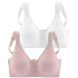 PETITE FLEUR Soft-BH Damen rosa+weiß Gr.85F