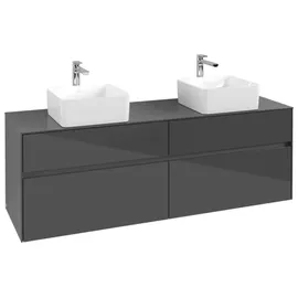 Villeroy & Boch Collaro Waschbeckenunterschrank 160 x 55 cm Glossy Grey