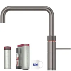 BieTal® Quooker Wasserhahn Fusion Square Gunmetal & PRO3 Reservoire & Sprudelwasser CUBE