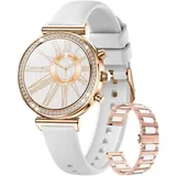 LIGE Luxus Smartwatch fur Damen Schrittzähler mit Echtzeit Blutdruckmessung Smartwatch IP67, Wasserdicht, mit EKG Funktion, Bluetooth Anrufe - Gold