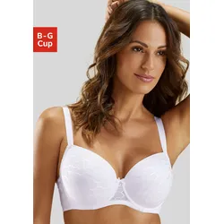 Schalen-BH LASCANA "Chiara", Damen, Gr. 75, Cup D, weiß, Spitze, Trikot, Obermaterial: 85% Polyamid (TACTEL), 15% Elasthan (LYCRA), modisch, BHs, mit graphischem Netz-Muster, Dessous