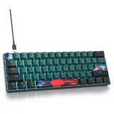 SOLIDEE mechanische Gaming Tastatur 60 Prozent,61 Tasten mit Lineare rote Schalter,Eisblaues Licht,kabelgebundene mechanische Tastatur mit LED-Hintergrundbeleuchtung,für PS5/PS4/Xbox(61 Soundwave)