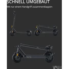 Vmax E-Scooter mit Straßenzulassung (ABE), Elektroscooter mit Blinkern, Elektroroller Max.20km/h, 70km Reichweite - Schwarz