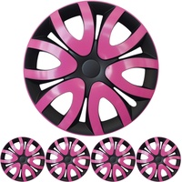 14 Zoll 4X Premium Design Radkappen Radzierblenden Set 'Mika' in Pink/Schwarz