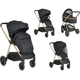 Cangaroo Kinderwagen 2 in 1 Hydra Babywanne Sportsitz Fußabdeckung Moskitonetz schwarz