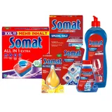 SOMAT Tabs 63 AW all in 1 Extra, Geschirrspül Tabs für Sauberkeit, bekämpft eingetrocknete Rückstände + Klarspüler + Intensiv-Maschinenreiniger + Spezial-Salz + Deo Perls + Maschinenreiniger