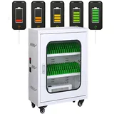 LADECNERHT 30-60 Fach Handy-Ladestation, Metall Handy-Ladeschrank, Wiederaufladbarer Mobiltelefon-Schrank, Handy-Spind, Leiser Betrieb, Für Büro & Klassenraum White-30Slot