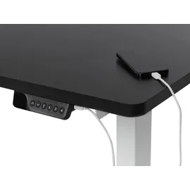 Beliani Schreibtisch Links Schwarz u. Weiß Melamin L-form 160x59 cm mit Metallgestell Elektrisch Höhenverstellbar Büro Steh-sitz-tisch Stehtisch