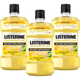 Listerine Mundspülung, 3 x Listerine Fresh Ginger & Lime Mundspülung (3x600ml), (3-tlg)
