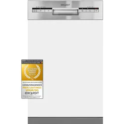 Exquisit Geschirrspüler EGSP1009-EB-030E inox | Spülmaschine 45 cm | ECO-Modus | Maßgedecke: 9 | Einbaugerät