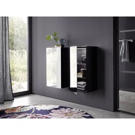 EMCO Evo Halbhochschrank 75 x 40 x 120 cm Schwarz/Spiegel Glas/MDF