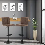 Barhocker | 2 Stück | Braun | Kunstleder | Drehbar | Höhenverstellbar