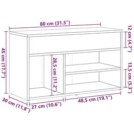 vidaXL Artisan-Eiche 80 x 30 x 45 cm braun / braun