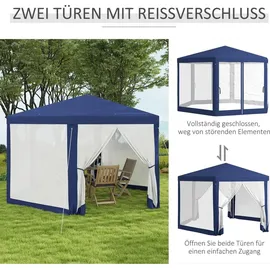 Outsunny Pavillon 3,94 x 3,41 m inkl. 6 Seitenteile Blau