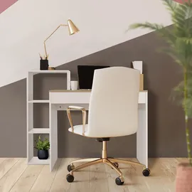ML-Design Schreibtisch mit Regal Weiß Tischplatte in Sonoma-Eiche 110x72x40 cm