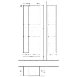 Sanipa 3way Stauraumschrank mit 1 Tür und offenen Fächern, Eiche Natural-Touch, BR18185,