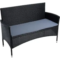 Estexo Gartenbank Rattan Gartenmöbel 2-Sitzer Rattanmöbel Sitzbank Sitzkissen Schwarz