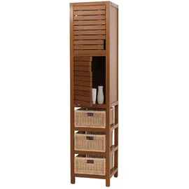 Mendler Teak-Hochschrank HWC-M84, Badschrank Highboard, hochwertiges B-Grade-Teak (Kernholz, 20-30 Jahre) 120x40x40cm