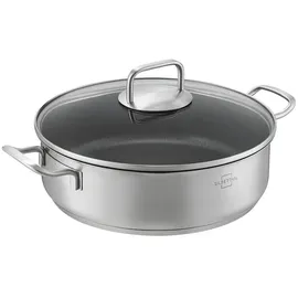 SILBERTHAL Schmorpfanne 28 cm hoher Rand - Beschichtete Servierpfanne mit Deckel - Backofengeeignet bis zu 250° - Induktionsgeeignet - 5l