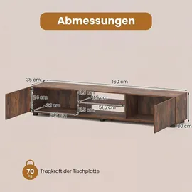 Costway TV-Lowboard 160 x 35 x 30 cm Braun Holz