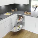 Karussell Eckschrank Cornerstone Maxx Set Planero - Schrankauszug Küche - Moderner Organizer Für Den Eckschrank, Kb 1000mm Fb 500mm Rechts, Stahl/holz Silber/hellgrau - Vauth-sagel
