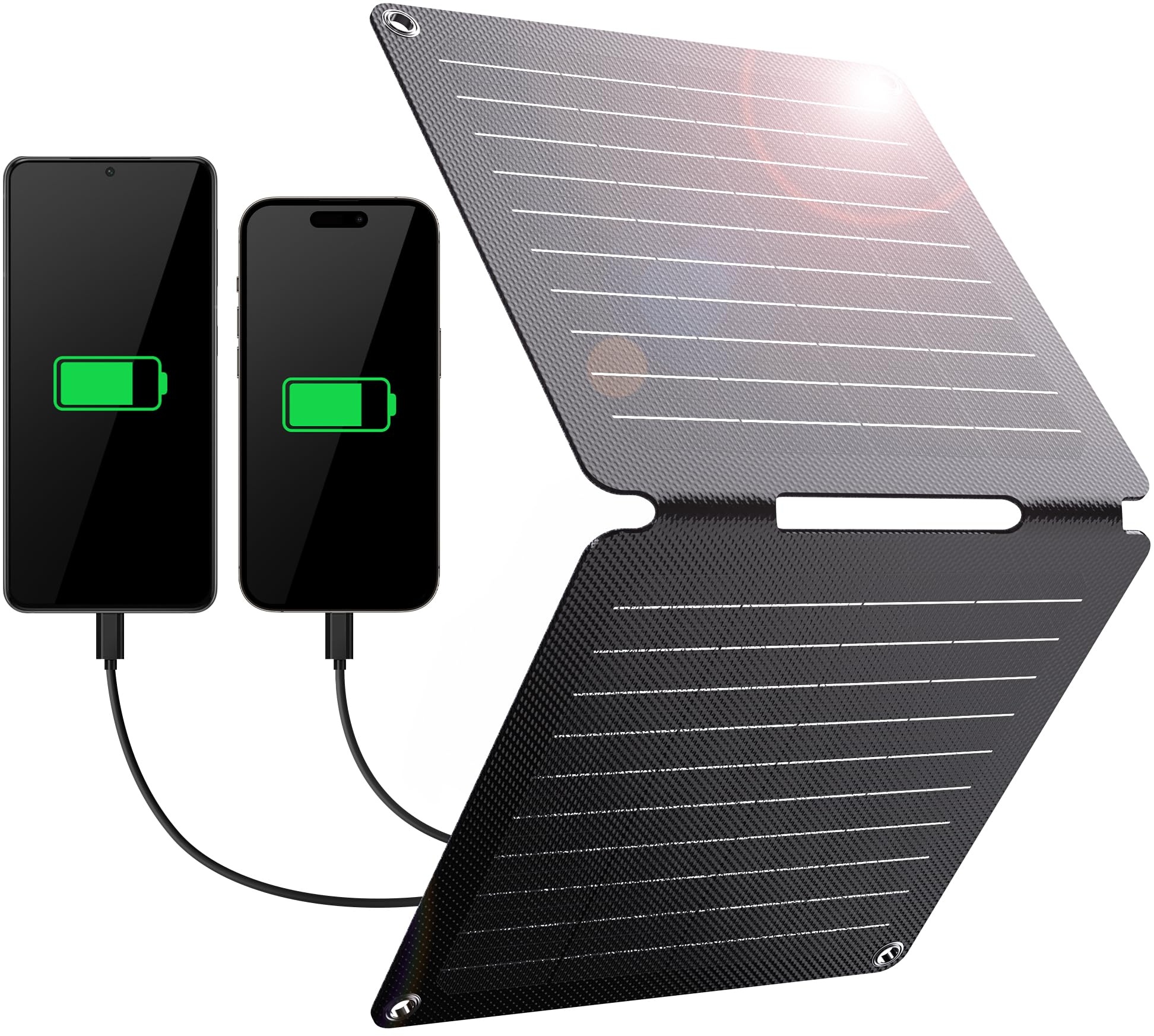 BigBlue 10W ETFE Solar Ladegeräte SolarPowa 10, Faltbares Solarpanel USB-A- und USB-C-Anschlüsse (5V/2A Max.), IP65 Wasserdicht, Tragbar Solarladegerät für Reisen, Camping und Garten