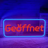 Flixyticy Geöffnet Neon Schild für Wanddekoration, Open LED Neonlicht Hängeschild USB-Betrieb mit dimmbarem Schalter für Modegeschäft,Buchhandlung,Cafeteria,Supermarkt (Geöffnet(Blau und Rot))